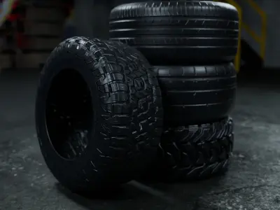 Tire Model Pack V4 Low-poly 3D model