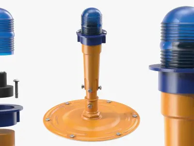Runway Guidance Light Set with Beacons Yellow 3D model