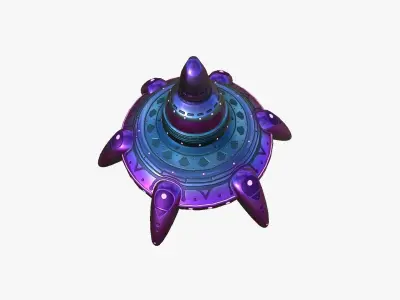 Alien Spaceship UFO G04 Purple Blue - Sci Fi Spacecraft Design Low-poly 3D model