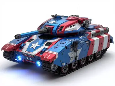 Freedom Strike Tank 3D Model Patriotic War Machine Low-poly 3D model