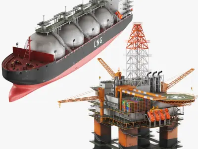  Detailed Oil Platform And Ship 