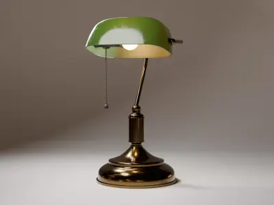 Vintage Classic Green Banker Lamp-Vintage Lamp 3D Model Free 3D model