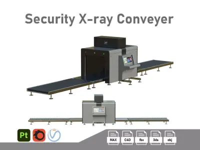 Airport Security X-ray Conveyer Low-poly 3D model