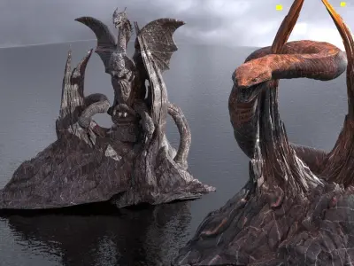 Hells Depths Snake cliffs 2 models 3D model