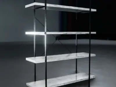 Industrial Bookcase Open Etagere Book Shelf 4 Shelves 3D model