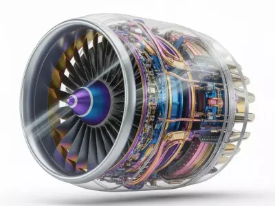 High-Tech Turbofan Jet Engine Low-poly 3D model