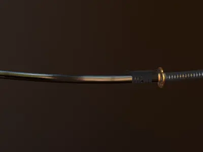Katana Sword Low-poly 3D model 6