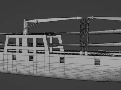 Wind turbine components transportation ship Low-poly 3D model