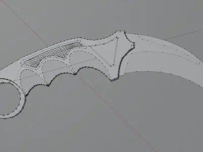 Stylized karambit knife Weapon with gold PBR low poly game ready Low-poly 3D model