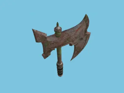 Medieval Battle Axe 06 Destroyed Rust Old - Fantasy Weaponry Low-poly 3D model