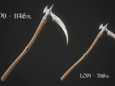 Scythe axe Low-poly 3D model