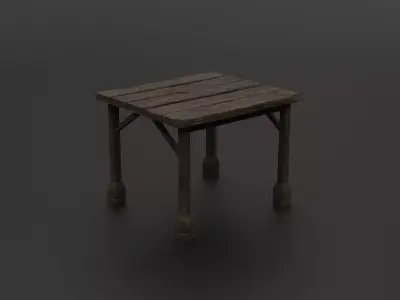 Table wooden Low-poly 3D model