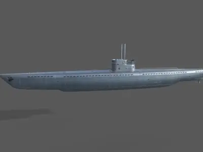 German U Boat Low-poly 3D model