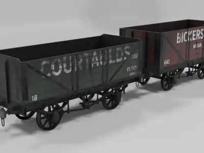 Coal wagons Low-poly 3D model