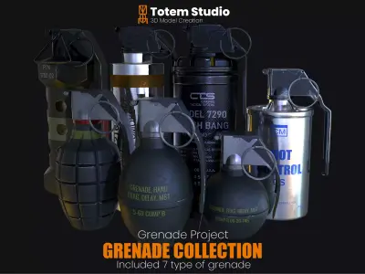 Grenade Project Collection Package Low-poly 3D model