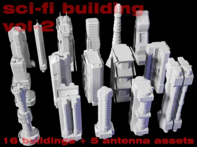 sci-fi buildings-vol2 Low-poly 3D model