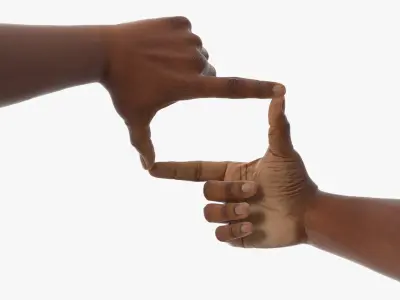 Black Male Hand Pair in Framing Gesture 3D model