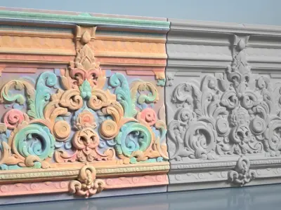 Low poly Indian Temple Walls A - 240612 Low-poly 3D model