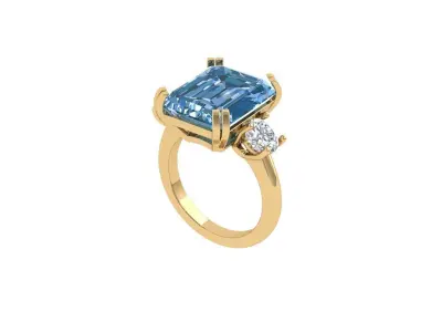 Emerald 3 Stone Ring 3D print model order