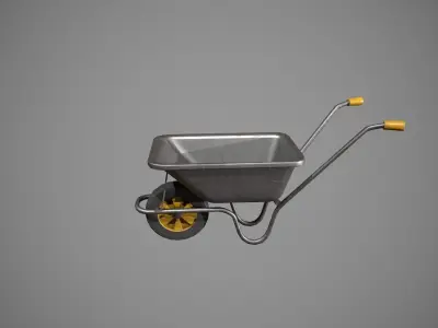Metal - Yellow Wheelbarrow Low-poly 3D model