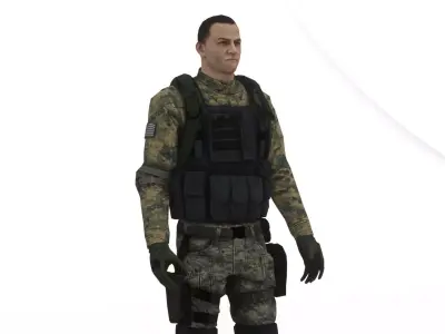  Desert Camo US Soldier Army Combat 3D Character Low-poly 3D model