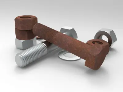 Nut Bolt  Low-poly 3D model