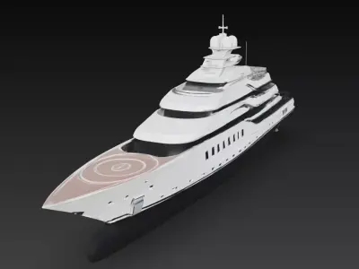 Modern Mega Luxury Super Yacht with Helipad 3D Model 3D print model