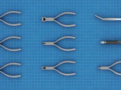 Various tools Low-poly 3D model
