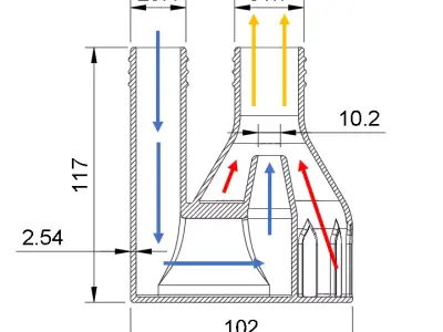 180 degree angled Water Suction Jet Pump Ejector vacuum 3D print model
