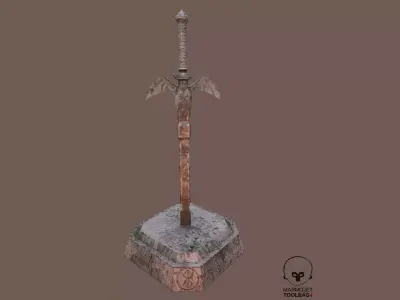  Demon Sword Statue Free low-poly 3D model