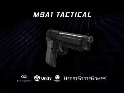 PISTOL 2 - Beretta M9A1 Pistol - 4K Game Ready Low-poly 3D model