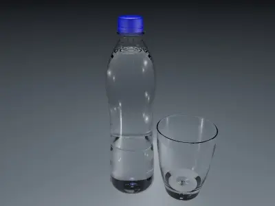 bottle and glass 3D model