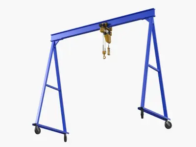 2 Ton Manual Drive Overhead Gantry with Lifting Hook Blue 3D model