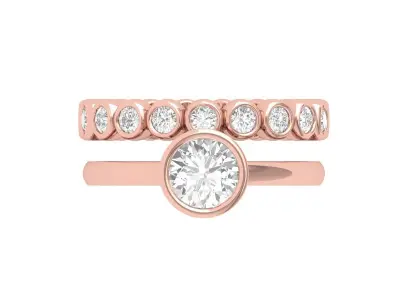 Solitair Ring Bridal Set 3D print model 45