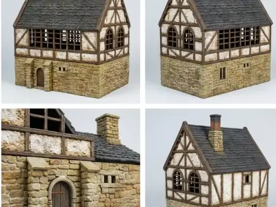 Medieval Fantasy Village Collection 9 Low Poly 3D Buildings 3D model