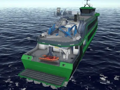 7011 Fast Crew Supply vessels 3D model low-poly Low-poly 3D model