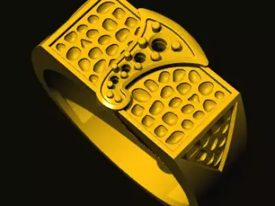 ganesh gold ring with square design 3D print model