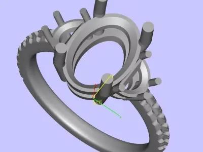 3carat Oval And Half Moon Engagement Ring 3D print model purchase