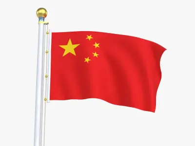 ChinaFlagStandPoleAnimated 3D model