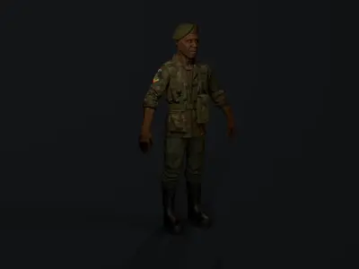 African soldier Low-poly 3D model