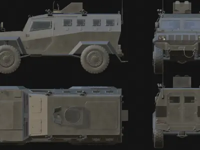 Armored Military Car Low-poly 3D model