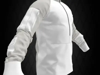 White Military Combat Shirt 3D model