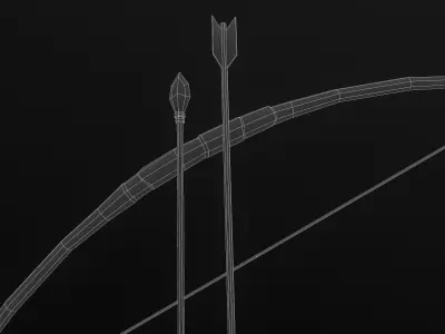 Primitive Wooden Bow Low-poly 3D model