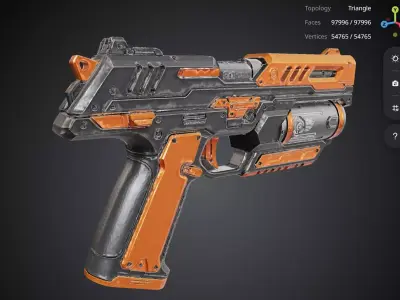 Orange Pistol 3D model shop