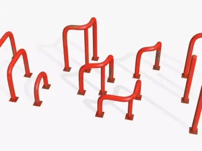 Red Fence Protector Pack Low-poly 3D model