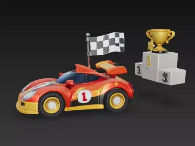 Chibi Racing Champion Car - Stylized Game-Ready Vehicle Low-poly 3D model