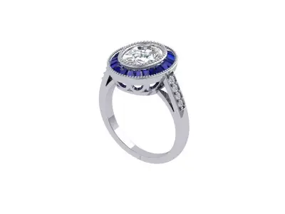 Oval Art Deco Ring 3D print model 21