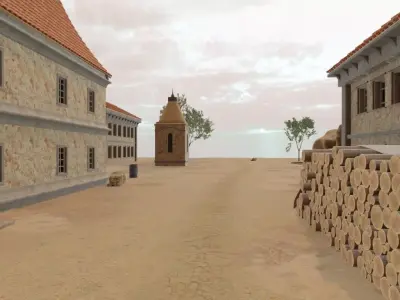 Fantasy Village On A Cliff 3D model