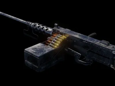 Browning M2 Mounted Machine Gun - Procedurally Animated 3D model