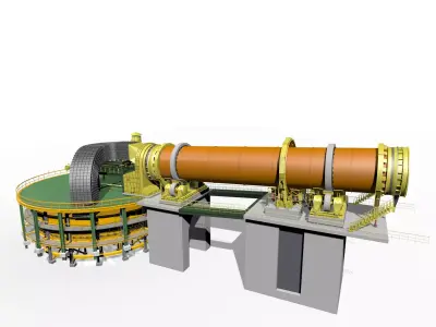 rotary kiln furnace and annular cooler 3D model